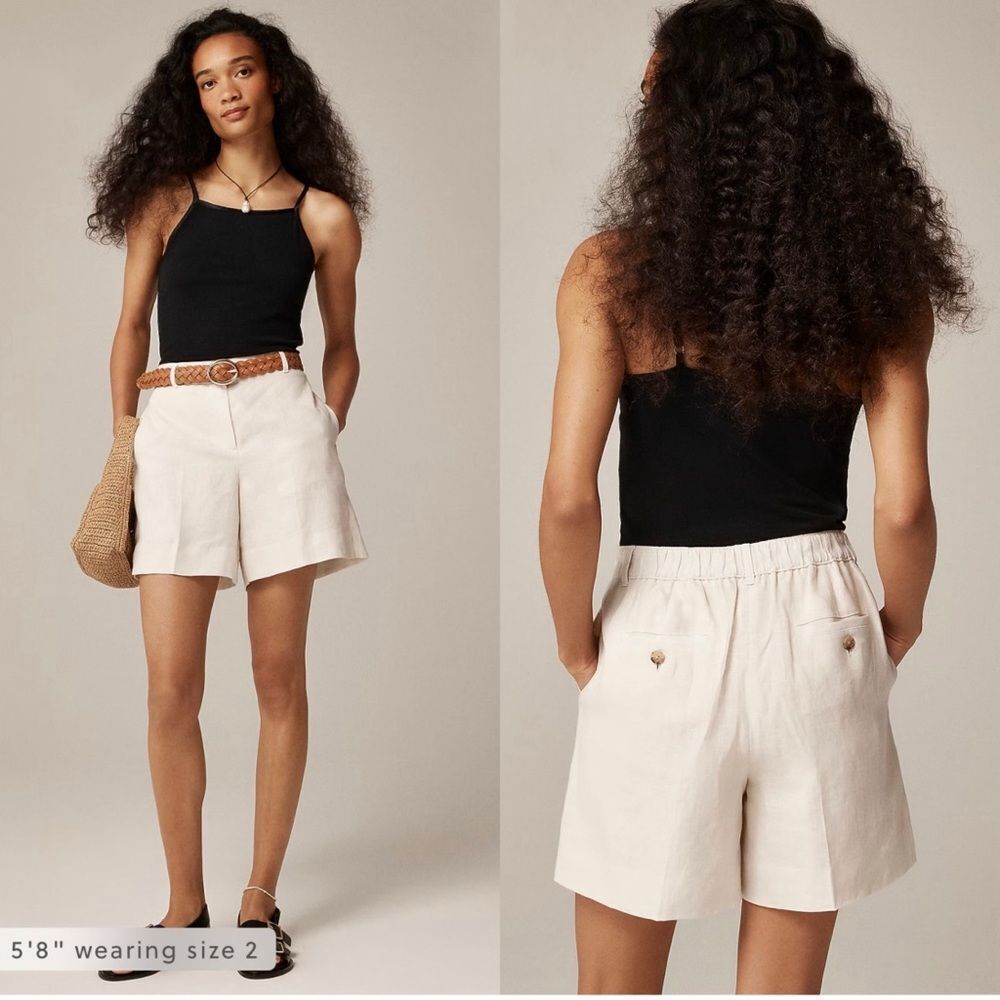 NWT J CREW 6" Harbor short in linen in “Natural”